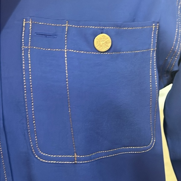 Polo Ralph Lauren Designer Glorious Blue with Gold Stitching and Button Detail - Picture 2 of 11